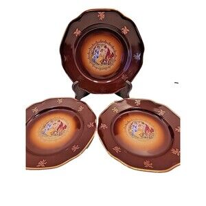 3 pcs Czechoslovakia Bohemia Hand painted Porcelain Dessert Plates 3 Women Muses